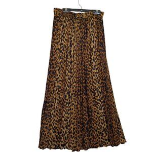 Her Style Maxi Skirt Leopard Print Pull On Crinkle Rayon Elastic Waist Womens OS